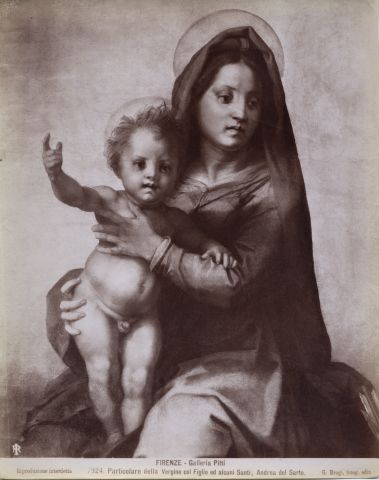 Brogi — Firenze - Galleria Pitti. Particolare della Vergine col Figlio ed alcuni Santi; Andrea del Sarto. — particolare